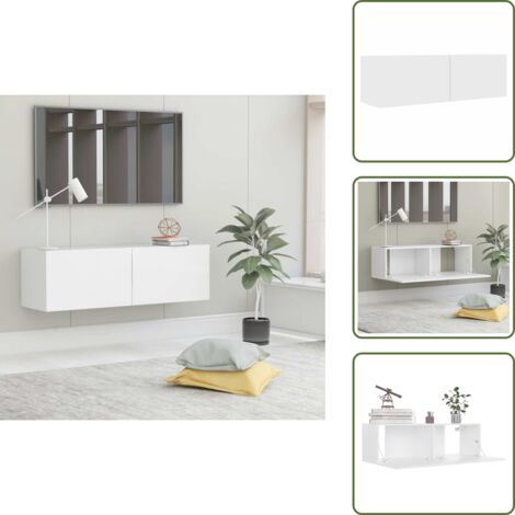 TV-Schrank Weiß 100x30x30 cm Holzwerkstoff - TV Schrank - Wandregal - Fernsehtisch - Weißer TV Stand - Holzmöbel