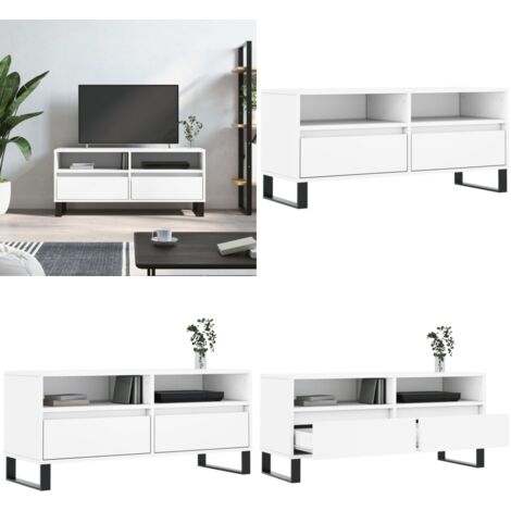 TV-Schrank Weiß 100x34,5x44,5 cm Holzwerkstoff - TV Schrank - Fernsehtisch - Regal - Aufbewahrung - Weiß - Home & Living