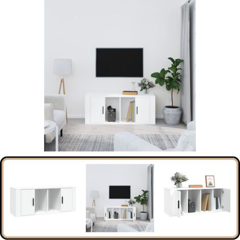 TV-Schrank Weiß 100x35x40 cm Holzwerkstoff - TV-Schrank - Fernsehtisch - Medienregal - Wohnzimmermöbel - Weißer TV-Stand