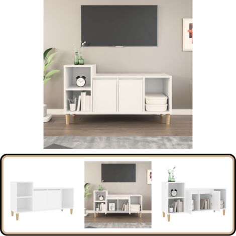 TV-Schrank Weiß 100x35x55 cm Holzwerkstoff - TV Schrank - Fernsehtisch - Wohnzimmerschrank - Regal - Aufbewahrung