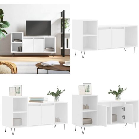 TV-Schrank Weiß 100x35x55 cm Holzwerkstoff - TV-Schrank - Holzwerkstoff - Weißer TV-Schrank - Fernsehtisch - Medienregal - Home & Living