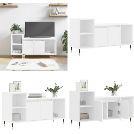 TV-Schrank Weiß 100x35x55 cm Holzwerkstoff - TV-Schrank - Holzwerkstoff - Weißer TV-Schrank - Fernsehtisch - Medienregal - Home & Living