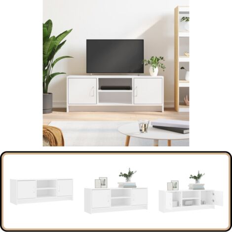 TV-Schrank Weiß 102x30x37,5 cm Holzwerkstoff - TV-Schrank - Holzwerkstoff Möbel - Weißer TV-Stand - Fernsehtisch - Medienregal