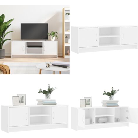 TV-Schrank Weiß 102x30x37,5 cm Holzwerkstoff - TV-Schrank - Holzwerkstoff Möbel - Weißer TV-Stand - Fernsehtisch - Medienregal - Home & Living