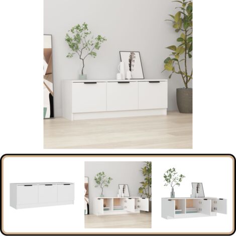 TV-Schrank Weiß 102x35x36,5 cm Holzwerkstoff - TV Schrank - Holzwerkstoff Möbel - Weißer TV Stand - Wohnzimmerschränke - Media Regal