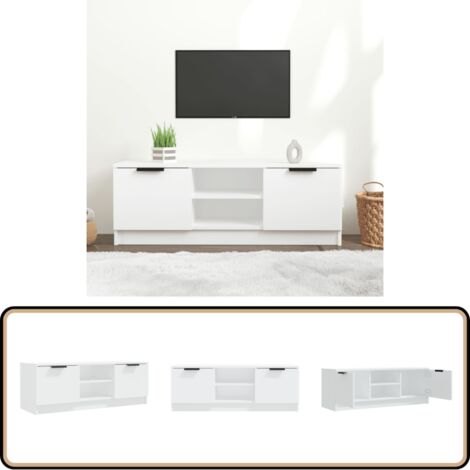 TV-Schrank Weiß 102x35x36,5 cm Holzwerkstoff - TV Schrank - Holzwerkstoff Möbel - Weißer TV Stand - Wohnzimmerschrank - Regal Für Fernseher