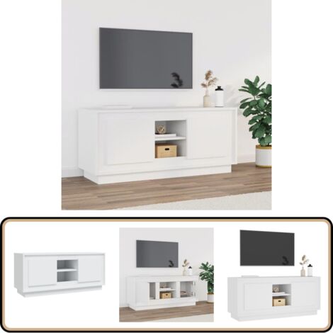 TV-Schrank Weiß 102x35x45 cm Holzwerkstoff - TV-Schrank - Holzwerkstoff Möbel - Weißer TV-Stand - Fernsehtisch - Medienregal