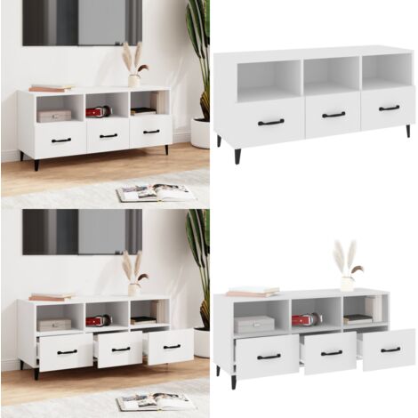 TV-Schrank Weiß 102x35x50 cm Holzwerkstoff - TV Schrank - Fernsehtisch - Wohnzimmerschrank - Regal - Weißer Schrank - Home & Living