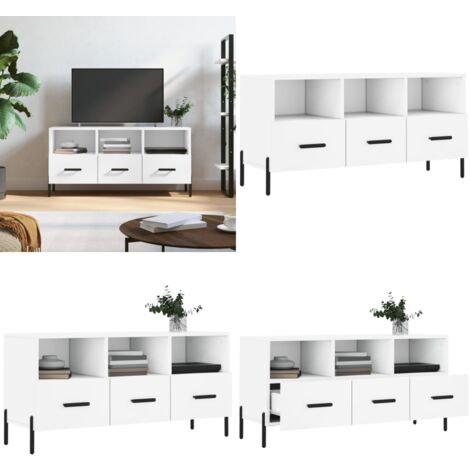 TV-Schrank Weiß 102x36x50 cm Holzwerkstoff - TV Schrank - Fernsehtisch - Holzwerkstoff - Weißer TV Stand - Wohnzimmermöbel - Home & Living