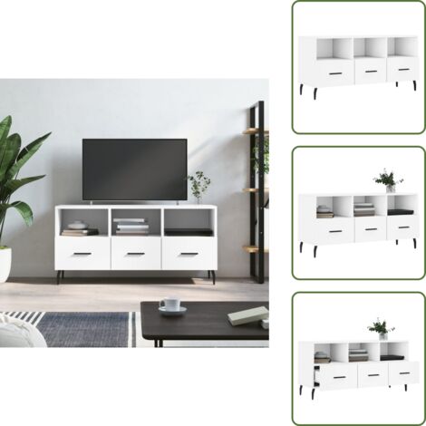 TV-Schrank Weiß 102x36x50 cm Holzwerkstoff - TV Schrank - Fernsehtisch - Regal - Wohnzimmermöbel - Holzmöbel