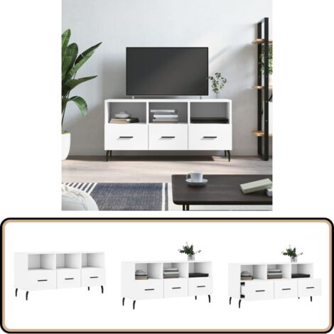 TV-Schrank Weiß 102x36x50 cm Holzwerkstoff - TV Schrank - Fernsehtisch - Regal - Wohnzimmermöbel - Holzmöbel