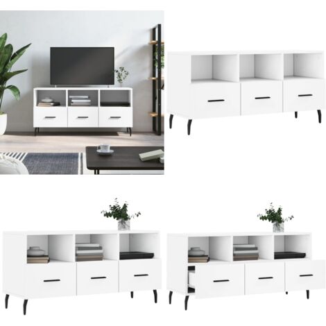 TV-Schrank Weiß 102x36x50 cm Holzwerkstoff - TV Schrank - Fernsehtisch - Regal - Wohnzimmermöbel - Holzmöbel - Home & Living