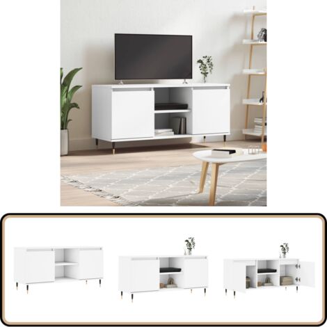 TV-Schrank Weiß 104x35x50 cm Holzwerkstoff - TV Schrank - Fernsehtisch - Regal - Wohnzimmer Dekoration - Aufbewahrung