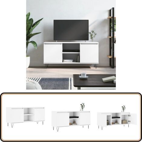 TV-Schrank Weiß 104x35x50 cm Holzwerkstoff - TV Schrank - Fernsehtisch - Regal - Wohnzimmermöbel - Aufbewahrung