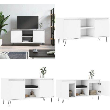 TV-Schrank Weiß 104x35x50 cm Holzwerkstoff - TV Schrank - Fernsehtisch - Regal - Wohnzimmermöbel - Aufbewahrung - Home & Living