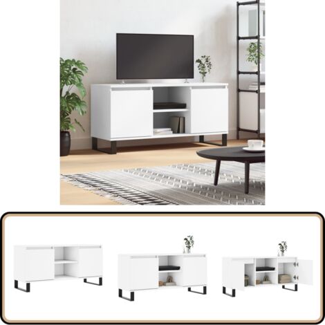 TV-Schrank Weiß 104x35x50 cm Holzwerkstoff - TV Schrank - Fernsehtisch - Regal - Wohnzimmermöbel - Weißer TV Stand