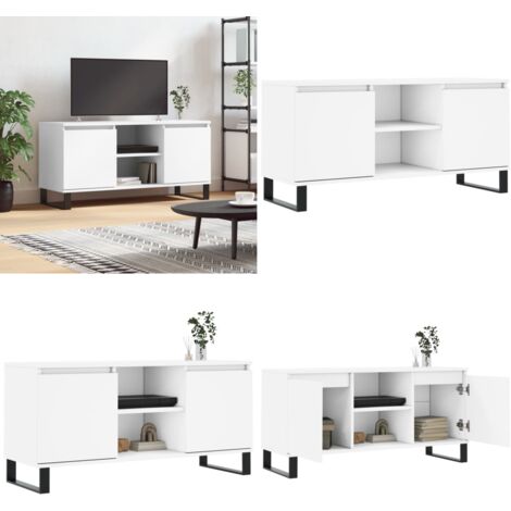 TV-Schrank Weiß 104x35x50 cm Holzwerkstoff - TV Schrank - Fernsehtisch - Regal - Wohnzimmermöbel - Weißer TV Stand - Home & Living