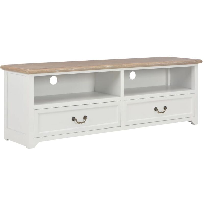 TV-Schrank 120x30x40cm Holz Weiß Natur - Weiß - Vidaxl