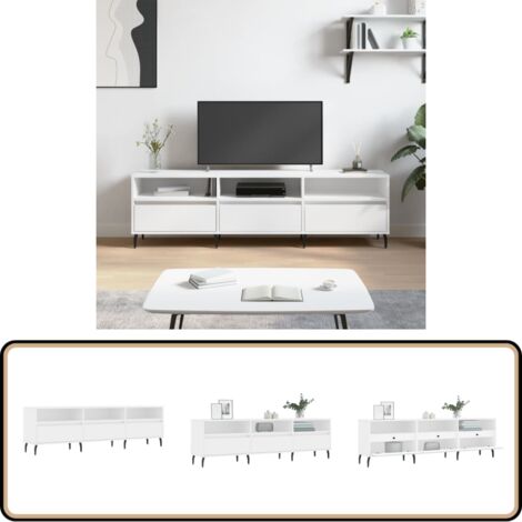 TV-Schrank Weiß 150x30x44,5 cm Holzwerkstoff - TV Schrank - Fernsehtisch - Regal - Aufbewahrung - Weiß