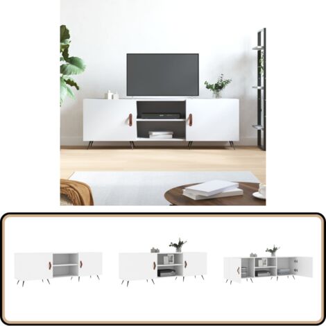 TV-Schrank Weiß 150x30x50 cm Holzwerkstoff - TV-Schrank - Fernsehtisch - Holzwerkstoff - Weißer TV-Stand - Wohnzimmermöbel