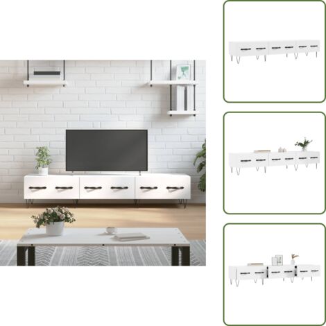TV-Schrank Weiß 150x36x30 cm Holzwerkstoff - TV Schrank - Fernsehtisch - Holzwerkstoff Möbel - Weißer TV Stand - Wohnzimmermöbel
