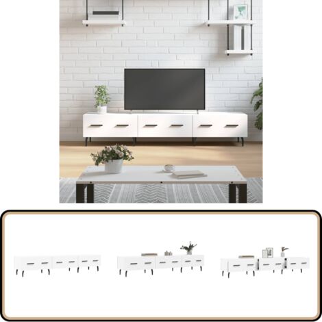 TV-Schrank Weiß 150x36x30 cm Holzwerkstoff - TV Schrank - Fernsehtisch - Holzwerkstoff Möbel - Weißer TV Stand - Wohnzimmermöbel
