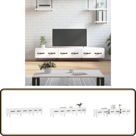 TV-Schrank Weiß 150x36x30 cm Holzwerkstoff - TV Schrank - Fernsehtisch - Holzwerkstoff Möbel - Weißer TV Stand - Wohnzimmermöbel