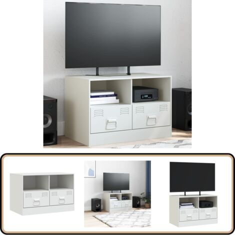 TV-Schrank Weiß 67x39x44 cm Stahl - TV-Schrank - Fernsehtisch - Regal - Wohnzimmermöbel - Weißer TV-Stand
