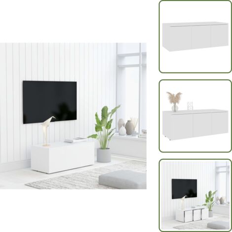 TV-Schrank Weiß 80x34x30 cm Holzwerkstoff - TV Schrank - Holzwerkstoff Möbel - Weißer TV Stand - Wohnzimmereinrichtung - Regal Mit Schubladen
