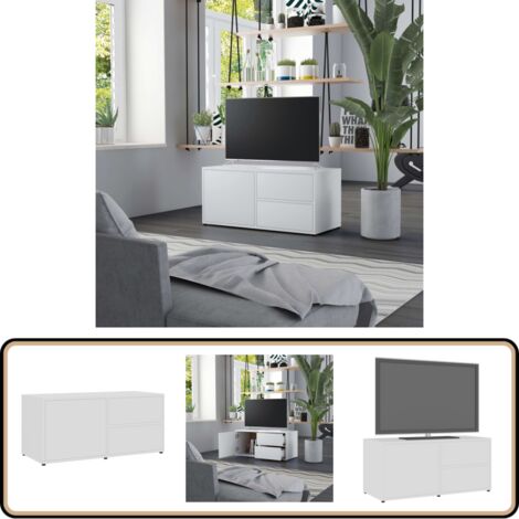 TV-Schrank Weiß 80x34x36 cm Holzwerkstoff - TV Schrank - Holzwerkstoff Möbel - Weißer TV Stand - Wohnzimmereinrichtung - Regal Mit Türen