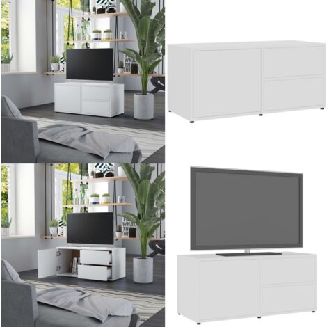 TV-Schrank Weiß 80x34x36 cm Holzwerkstoff - TV Schrank - Holzwerkstoff Möbel - Weißer TV Stand - Wohnzimmereinrichtung - Regal Mit Türen - Home & Living