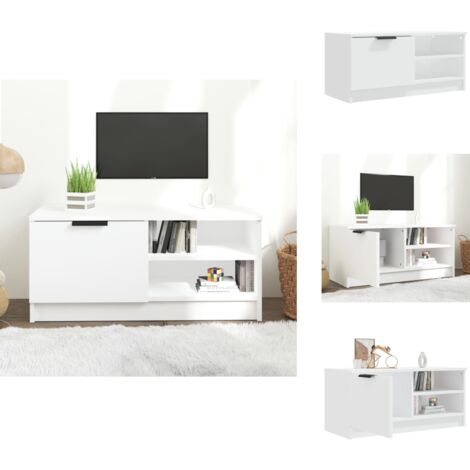TV-Schrank Weiß 80x35x36,5 cm Holzwerkstoff - TV Schrank - Fernsehtisch - Regal - Wohnzimmereinrichtung - Weißer TV Stand
