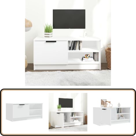 TV-Schrank Weiß 80x35x36,5 cm Holzwerkstoff - TV Schrank - Fernsehtisch - Regal - Wohnzimmereinrichtung - Weißer TV Stand