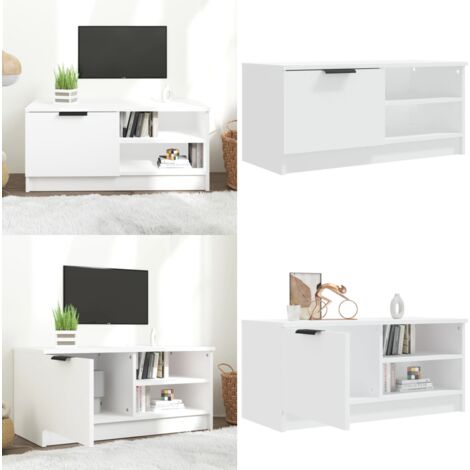 TV-Schrank Weiß 80x35x36,5 cm Holzwerkstoff - TV Schrank - Fernsehtisch - Regal - Wohnzimmereinrichtung - Weißer TV Stand - Home & Living