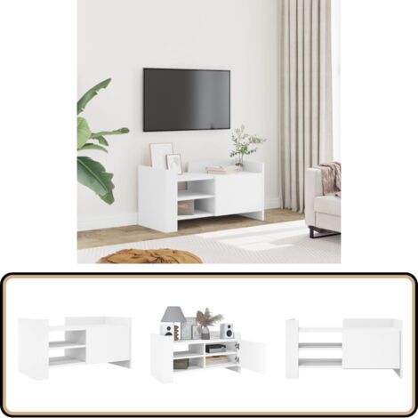 TV-Schrank Weiß 80x35x40 cm Holzwerkstoff - TV Schrank - Holzwerkstoff Möbel - Weißer TV Stand - Wohnzimmer Dekoration - Aufbewahrungsschrank