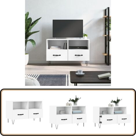 TV-Schrank Weiß 80x36x50 cm Holzwerkstoff - TV Schrank - Fernsehtisch - Holzwerkstoff - Weißer TV Stand - Wohnzimmermöbel