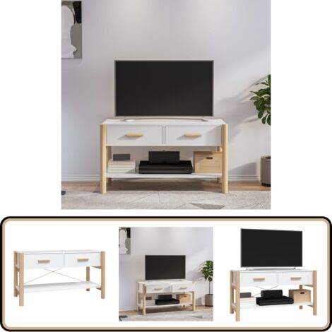 TV-Schrank Weiß 82x38x45 cm Holzwerkstoff - TV Schrank - Fernsehtisch - Regal - Weißer TV Stand - Holzmöbel