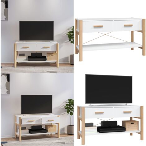 TV-Schrank Weiß 82x38x45 cm Holzwerkstoff - TV Schrank - Fernsehtisch - Regal - Weißer TV Stand - Holzmöbel - Home & Living