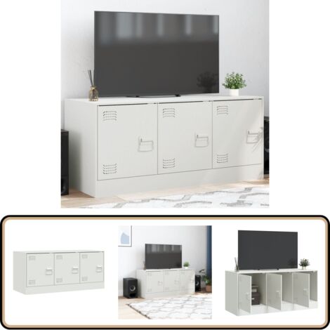TV-Schrank Weiß 99x39x44 cm Stahl - TV-Schrank - Fernsehtisch - Regal - Wohnzimmermöbel - Weißer TV-Stand