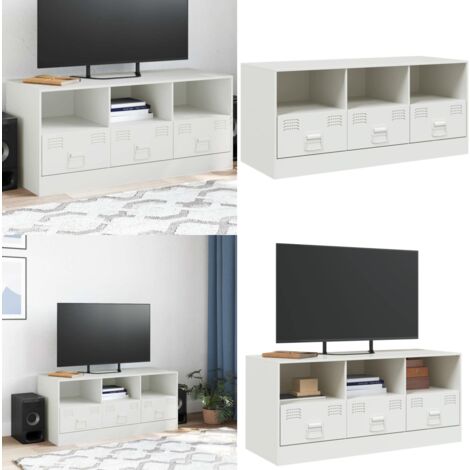 TV-Schrank Weiß 99x39x44 cm Stahl - TV-Schrank - Fernsehtisch - Weißes Möbelstück - Regal - Aufbewahrung - Home & Living