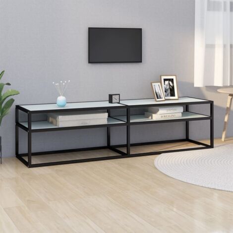 TV-Schrank Weiß Marmor-Optik 160x40x40,5 cm Hartglas vidaXL