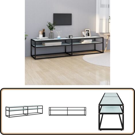 TV-Schrank Weiß Marmor-Optik 180x40x40,5 cm Hartglas - TV Schrank - Fernsehtisch - Wohnzimmermöbel - Moderner TV Stand - Weißer TV Schrank