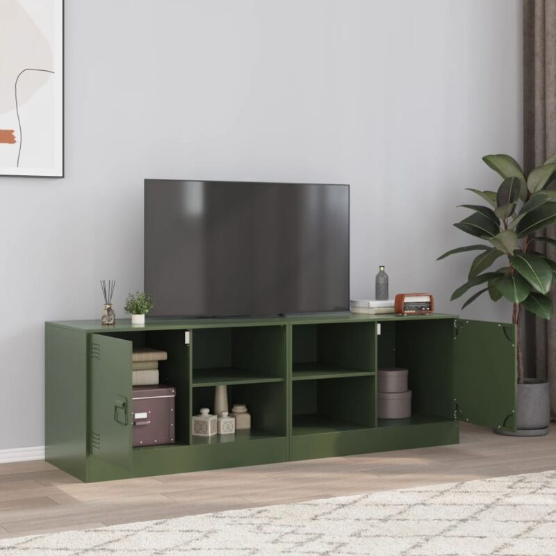 Tv-schränke 2 Stk. Olivgrün 67x39x44 Cm Stahl - Vidaxl
