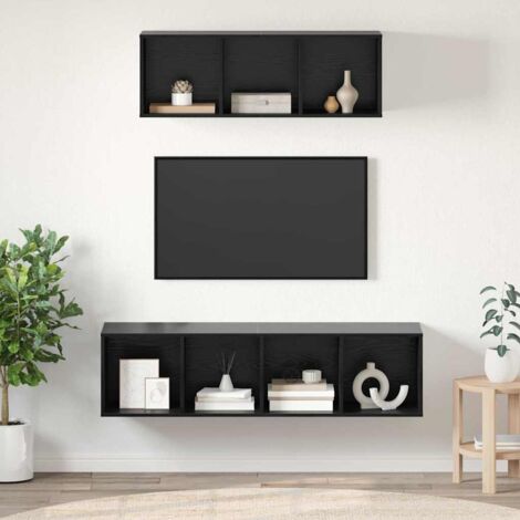 TV-Schrankset 2 pcs Schwarz Eichen-Optik Holzwerkstoff vidaXL