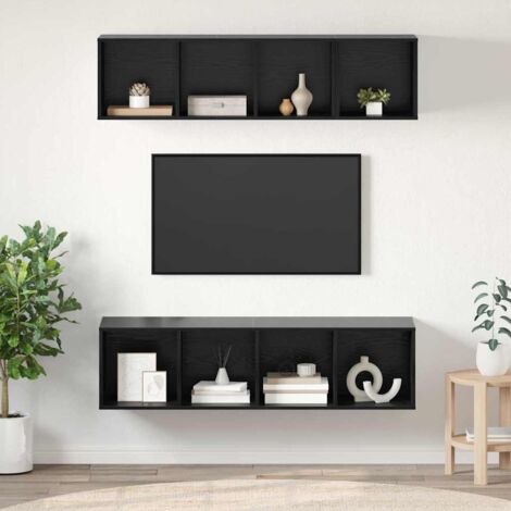 TV-Schrankset 3 pcs Schwarz Eichen-Optik Holzwerkstoff vidaXL