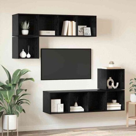 TV-Schrankset 4 pcs Schwarz Eichen-Optik Holzwerkstoff vidaXL