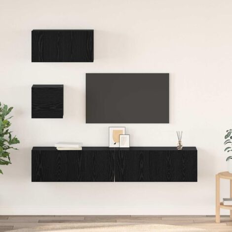 TV-Schrankset 4 pcs Schwarz Eichen-Optik Holzwerkstoff vidaXL