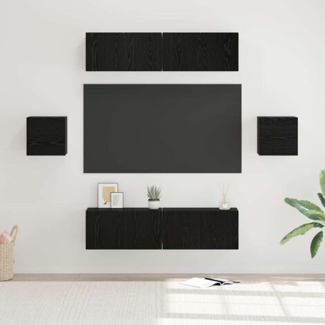 TV-Schrankset 6 pcs Schwarz Eichen-Optik Holzwerkstoff vidaXL