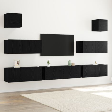 TV-Schrankset 7 pcs Schwarz Eichen-Optik 100 x 30 x 30 cm vidaXL