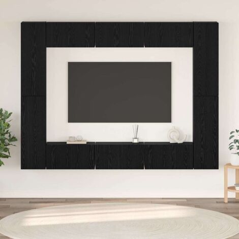 TV-Schrankset Wandmontiert 10 pcs Schwarz Eichen-Optik vidaXL
